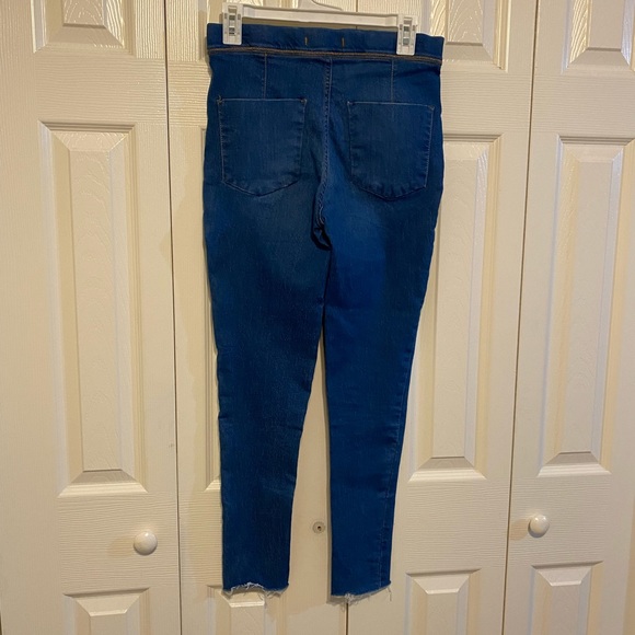 Free People SZ 27Skinny Slim Leg Denim Leggings Stretch Jeans Mid Rise Raw Hem - Picture 11 of 13